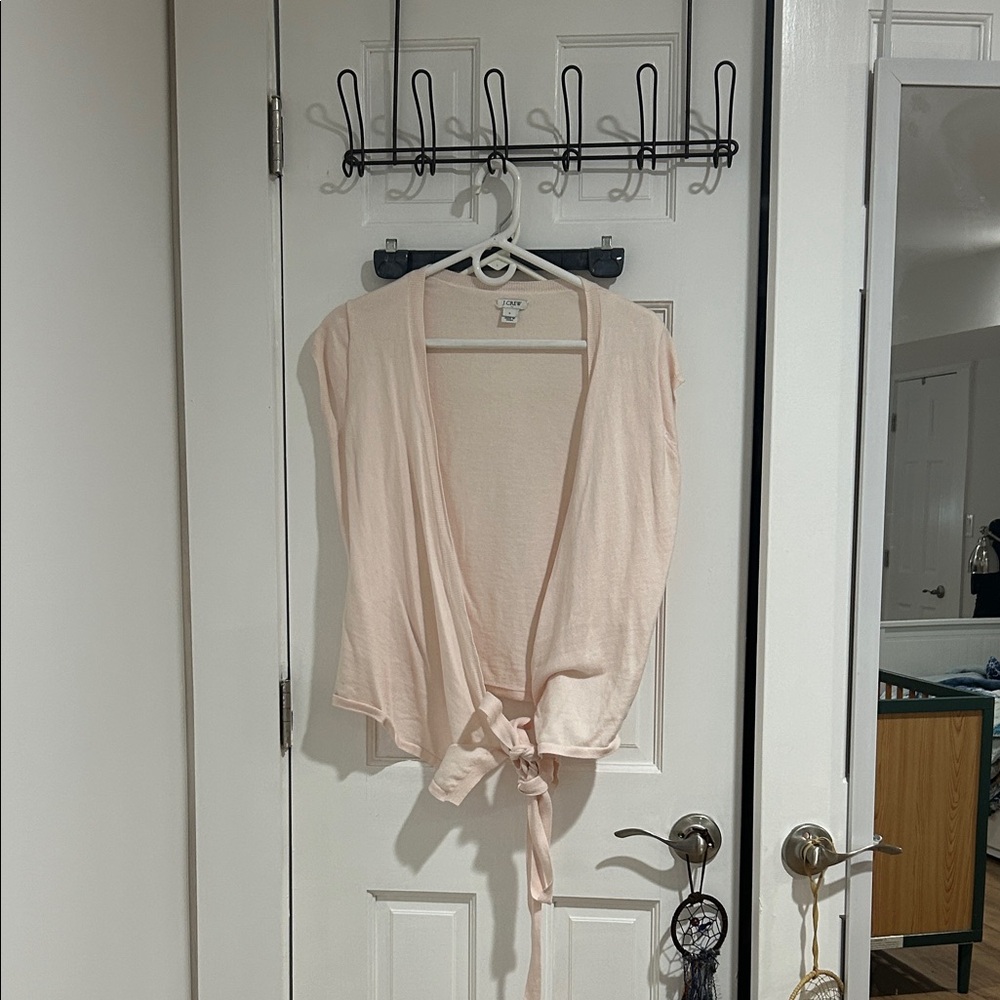 J. Crew Light Pink Short Sleeve Tie-Front Top